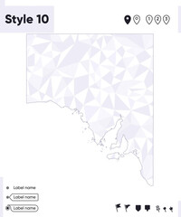 South Australia, Australia - white and gray low poly map, polygonal map. Outline map. Vector illustration.