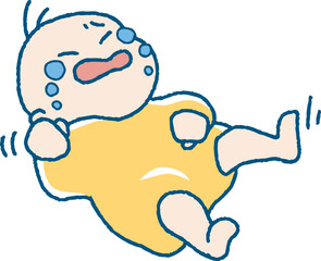 泣きぐずる赤ちゃんのイラスト