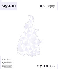 Tocantins, Brazil - white and gray low poly map, polygonal map. Outline map. Vector illustration.