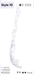 Chile - white and gray low poly map, polygonal map. Outline map. Vector illustration.