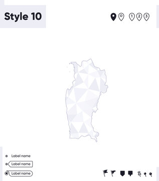 Coquimbo, Chile - white and gray low poly map, polygonal map. Outline map. Vector illustration.