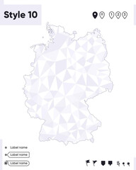 Germany - white and gray low poly map, polygonal map. Outline map. Vector illustration.