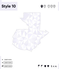 Guatemala - white and gray low poly map, polygonal map. Outline map. Vector illustration.