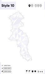 Ardabil, Iran - white and gray low poly map, polygonal map. Outline map. Vector illustration.