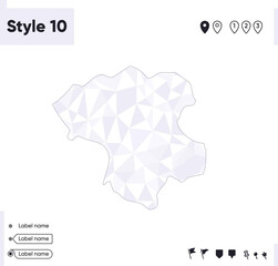 Zanjan, Iran - white and gray low poly map, polygonal map. Outline map. Vector illustration.