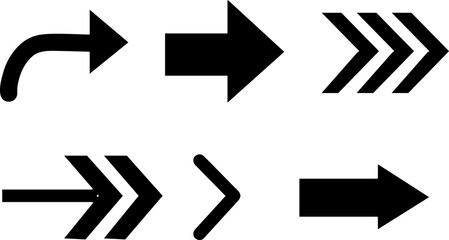  Set of black vector arrows. Arrow icons