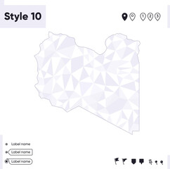 Libya - white and gray low poly map, polygonal map. Outline map. Vector illustration.
