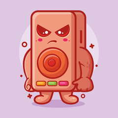 serious speaker audio character mascot with angry expression isolated cartoon in flat style design
