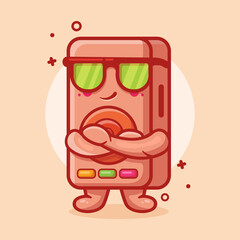 cute speaker audio character mascot with cool expression isolated cartoon in flat style design