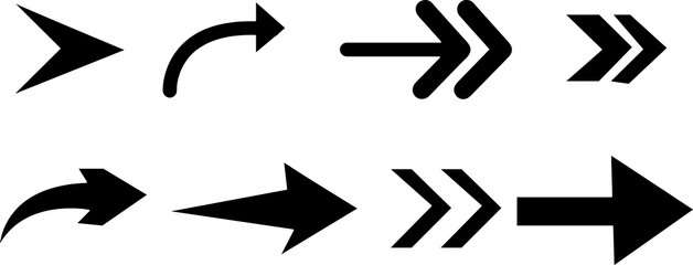  Set of black vector arrows. Arrow icons