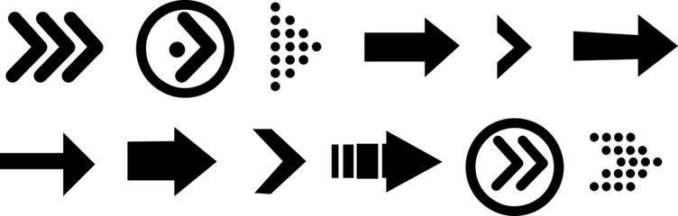  Set of black vector arrows. Arrow icons