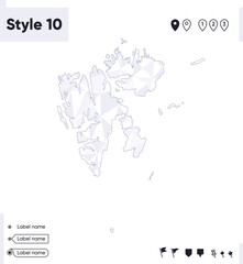 Naklejka premium Svalbard, Norway - white and gray low poly map, polygonal map. Outline map. Vector illustration.