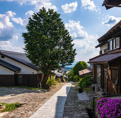 木曽路　馬籠宿の風景

