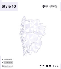 Vestland, Norway - white and gray low poly map, polygonal map. Outline map. Vector illustration.