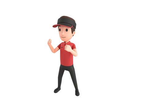 Fast Food Restaurant Worker Character Fighting In 3d Rendering.