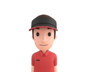 Fast Food Restaurant Worker character close up portrait in 3d rendering.