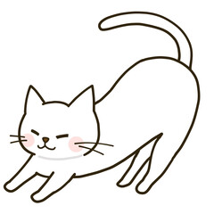 伸びをする白猫