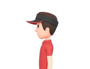 Fast Food Restaurant Worker character looking to side in 3d rendering.