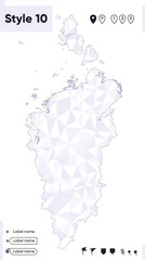 Krasnoyarsk Territory, Russia - white and gray low poly map, polygonal map. Outline map. Vector illustration.