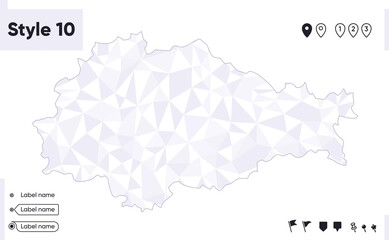Kursk Region, Russia - white and gray low poly map, polygonal map. Outline map. Vector illustration.