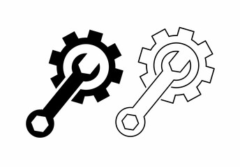 maintenance icon with spaner and wheel isolated on white background