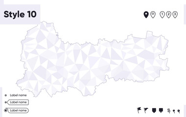 Vologda Region, Russia - white and gray low poly map, polygonal map. Outline map. Vector illustration.