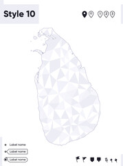 Sri Lanka - white and gray low poly map, polygonal map. Outline map. Vector illustration.