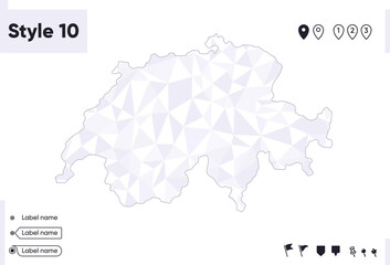 Switzerland - white and gray low poly map, polygonal map. Outline map. Vector illustration.