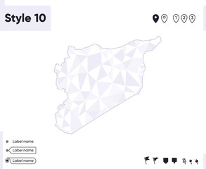 Syria - white and gray low poly map, polygonal map. Outline map. Vector illustration.