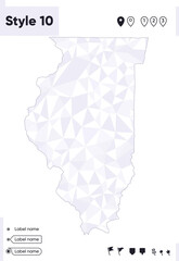 Illinois, USA - white and gray low poly map, polygonal map. Outline map. Vector illustration.