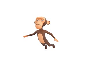 Monkey character flying in 3d rendering.