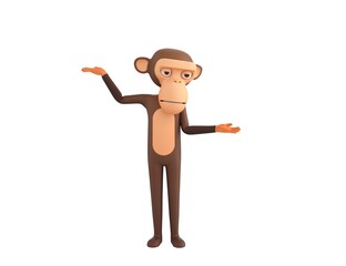 Monkey character choosing between two alternatives in 3d rendering.