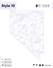 Nevada, USA - white and gray low poly map, polygonal map. Outline map. Vector illustration.