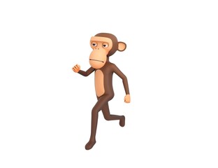 Monkey character running in 3d rendering.