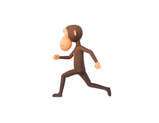 Monkey character running to the left side in 3d rendering.