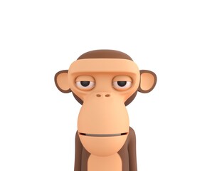 Monkey character close up portrait in 3d rendering.