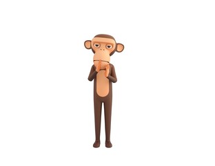 Monkey character applauding in 3d rendering.