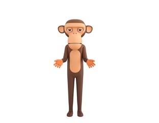 Monkey character show welcome gesture in 3d rendering.