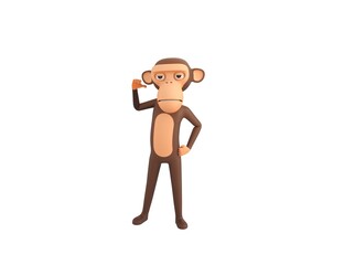 Monkey character pointing to himself in 3d rendering.