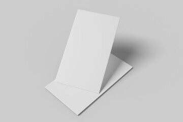 Realistic blank vertical card illustration for mockup. 3D Render.