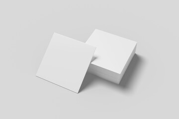 Realistic blank square card illustration for mockup. 3D Render.