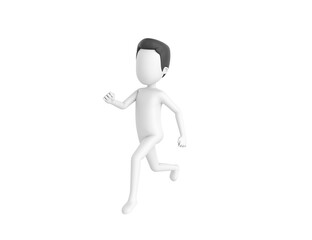Stick Man with Hair character running in 3d rendering.