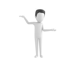 Stick Man with Hair character choosing between two alternatives in 3d rendering.