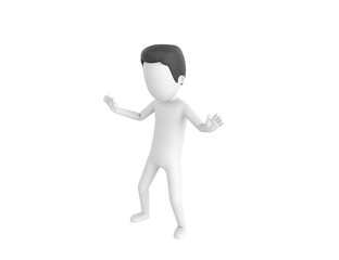 Stick Man with Hair character surprise and shocked in 3d rendering.