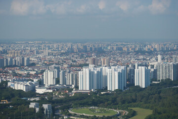 Naklejka na ściany i meble high angle view of of singapore city buildings at morning 