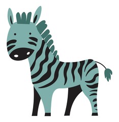 Zebra animal portrait, funny cartoon character