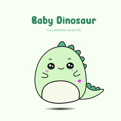 cute little baby dinosaur vector illustration clipart | fully editable