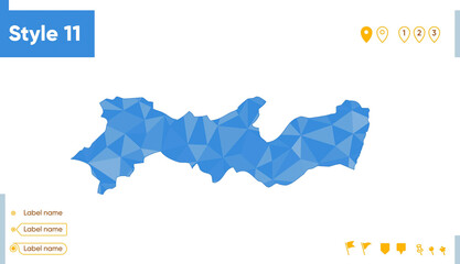 Pernambuco, Brazil - blue low poly map, polygonal map. Outline map. Vector illustration.