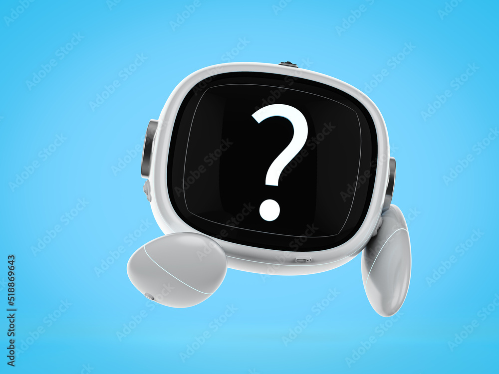 Poster cute assistant artificial intelligence robot no leg with question mark