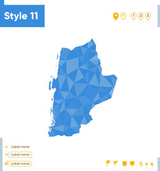Antofagasta, Chile - blue low poly map, polygonal map. Outline map. Vector illustration.